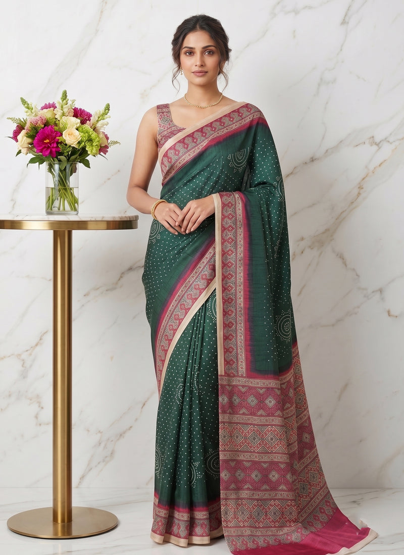 Siri Sarees Premium Digital Print Satin Crepe Silk Saree