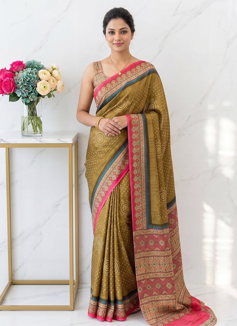 Siri Sarees Premium Digital Print Satin Crepe Silk Saree