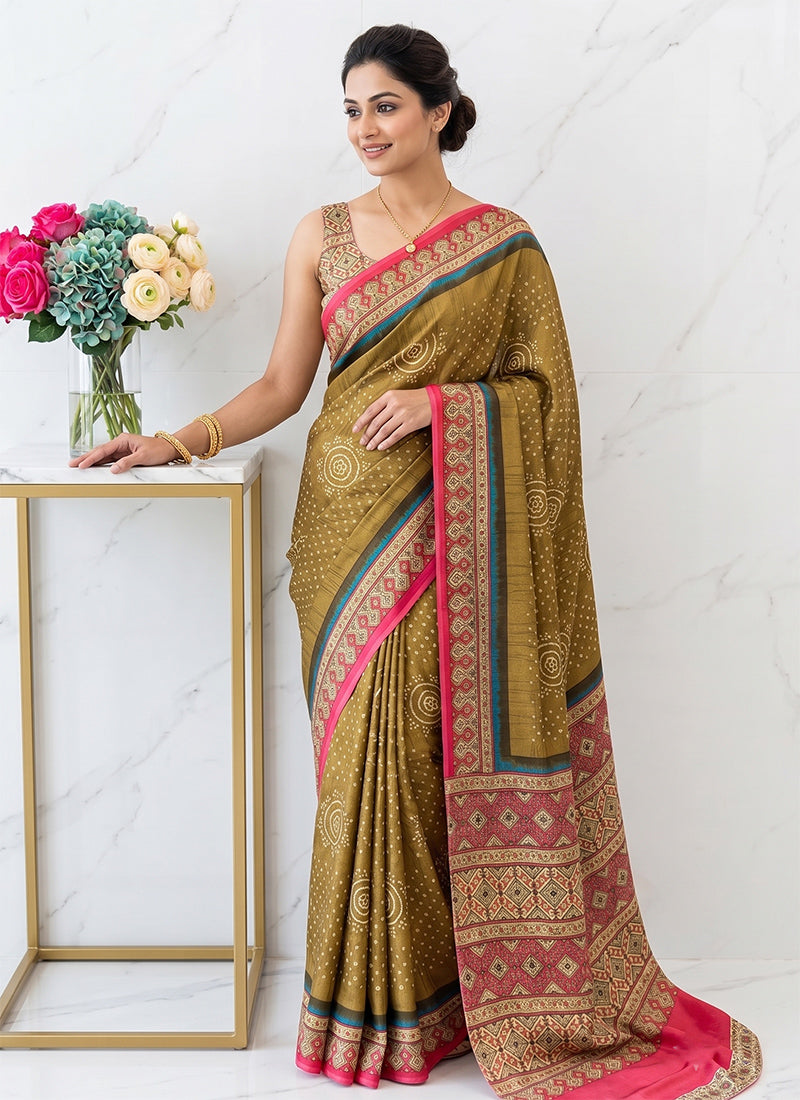 Siri Sarees Premium Digital Print Satin Crepe Silk Saree