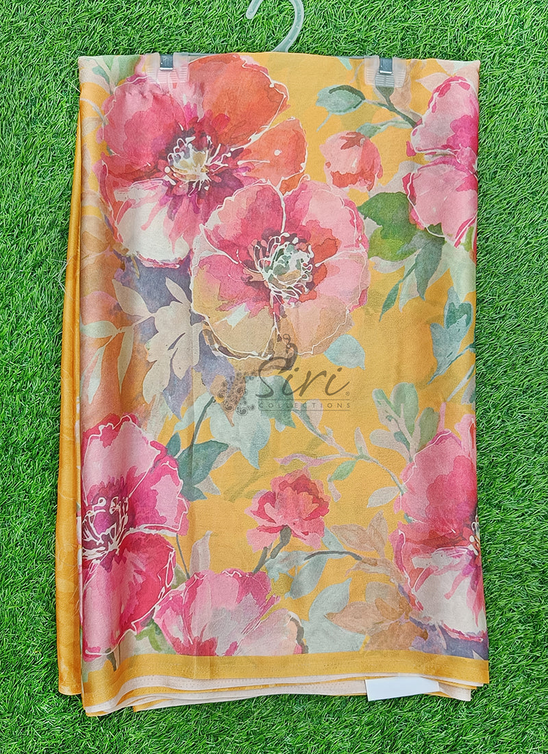 Siri Sarees Premium Digital Print Satin Crepe Silk Saree
