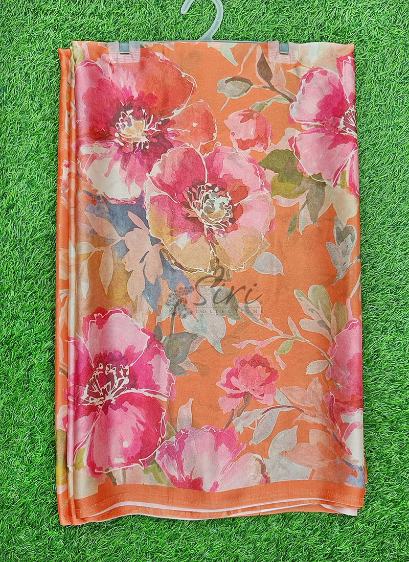 Siri Sarees Premium Digital Print Satin Crepe Silk Saree