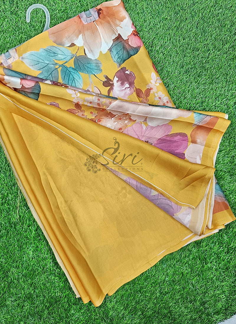 Siri Sarees Premium Digital Print Satin Crepe Silk Saree