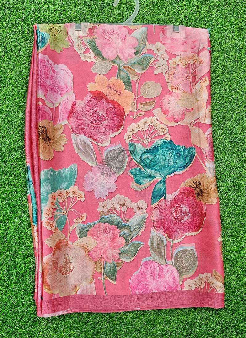 Siri Sarees Premium Digital Print Satin Crepe Silk Saree