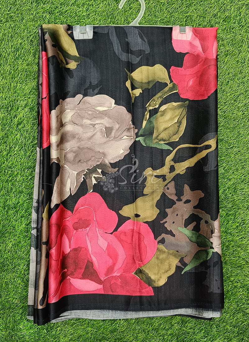 Siri Sarees Premium Digital Print Satin Crepe Silk Saree