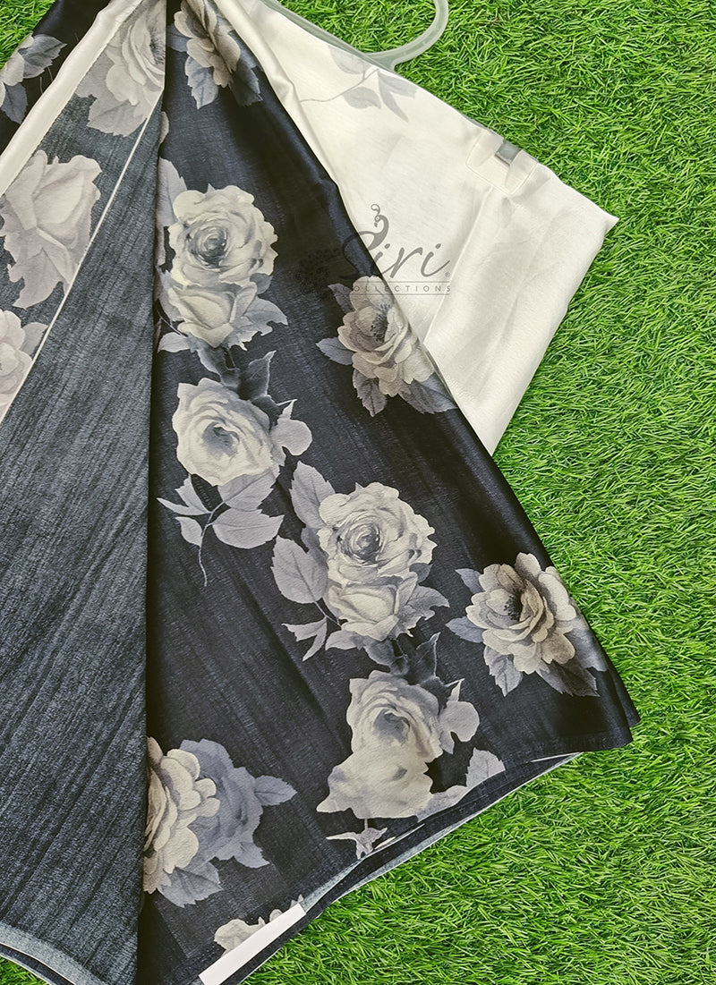 Siri Sarees Premium Digital Print Satin Crepe Silk Saree