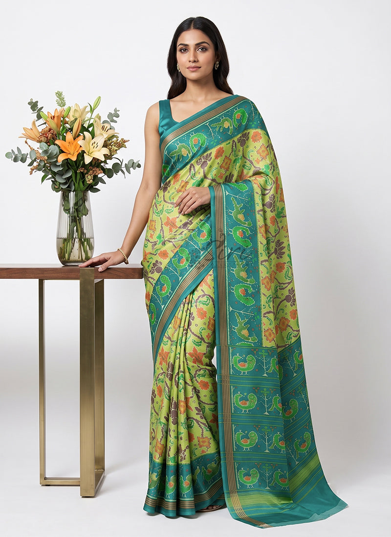Siri Sarees Premium Digital Print Satin Crepe Silk Saree