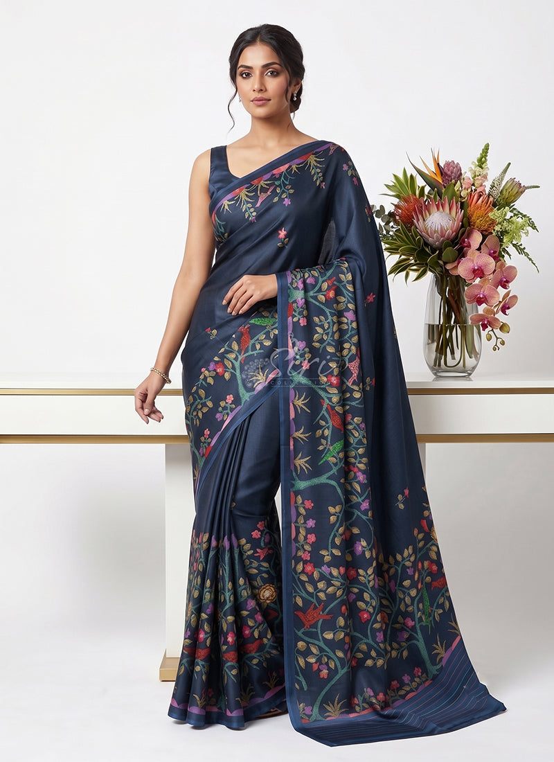 Siri Sarees Premium Digital Print Satin Crepe Silk Saree