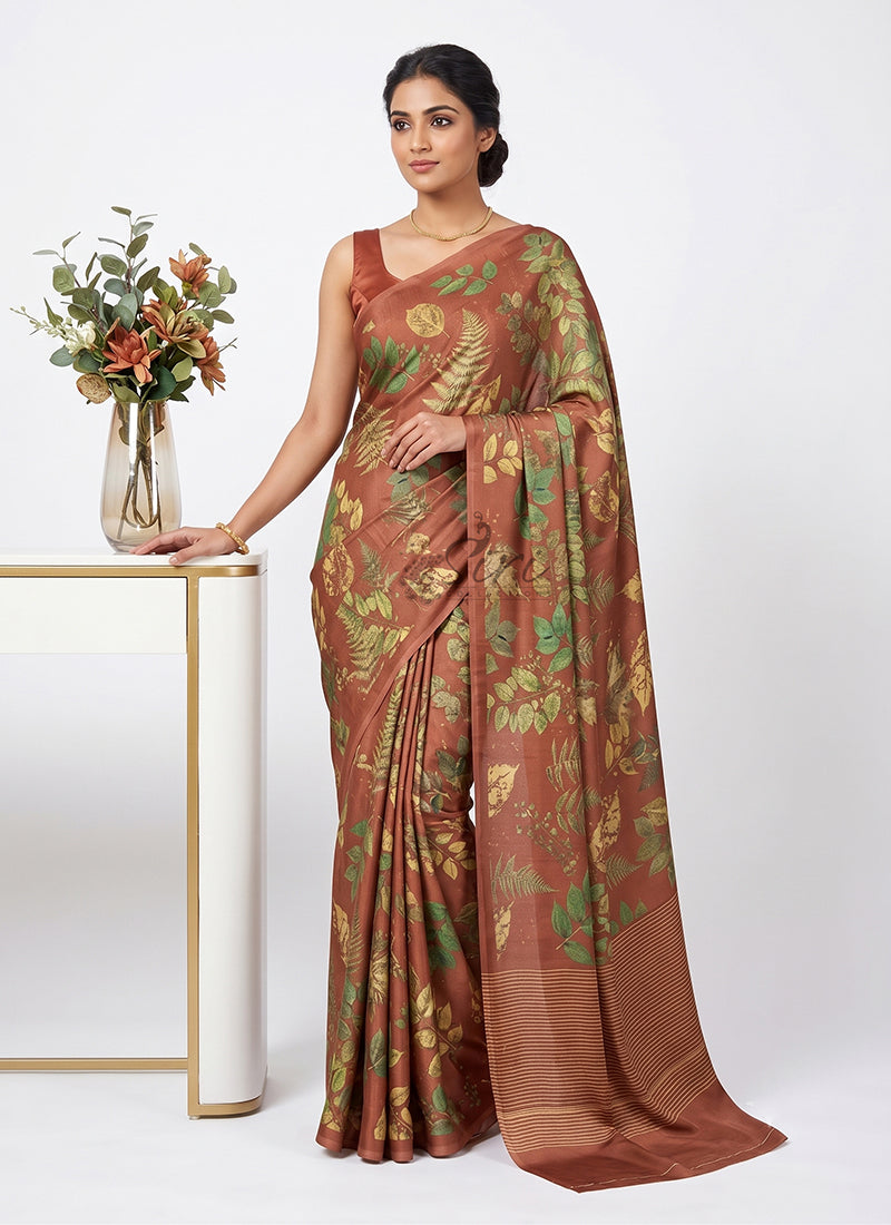 Siri Sarees Premium Digital Print Satin Crepe Silk Saree
