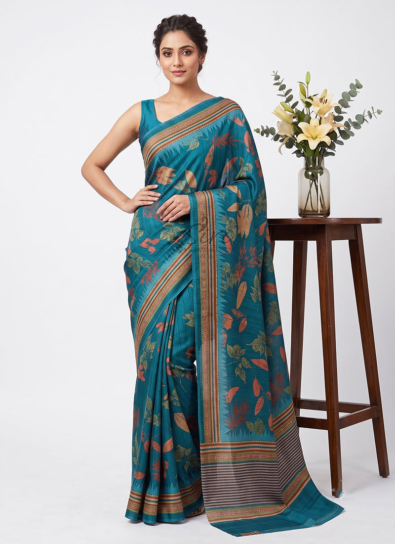 Siri Sarees Premium Digital Print Satin Crepe Silk Saree