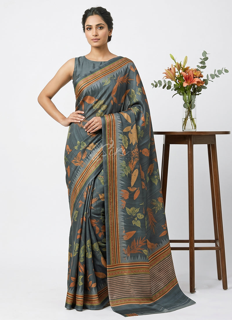 Siri Sarees Premium Digital Print Satin Crepe Silk Saree