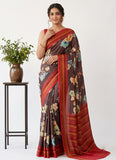 Premium Digital Print Satin Crepe Silk Saree with Blouse