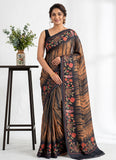 Premium Digital Print Satin Crepe Silk Saree with Blouse