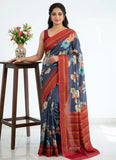 Premium Digital Print Satin Crepe Silk Saree with Blouse