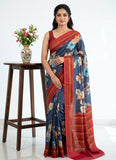 Premium Digital Print Satin Crepe Silk Saree with Blouse