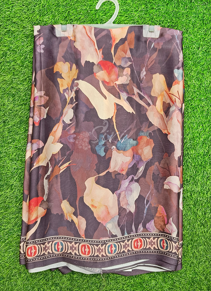 Latest Beautiful Digital Print Satin Silk Saree