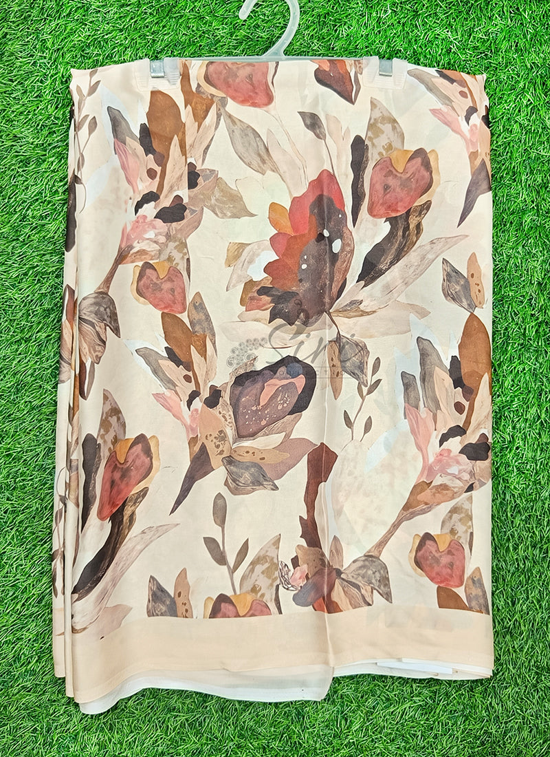 Latest Beautiful Digital Print Satin Silk Saree