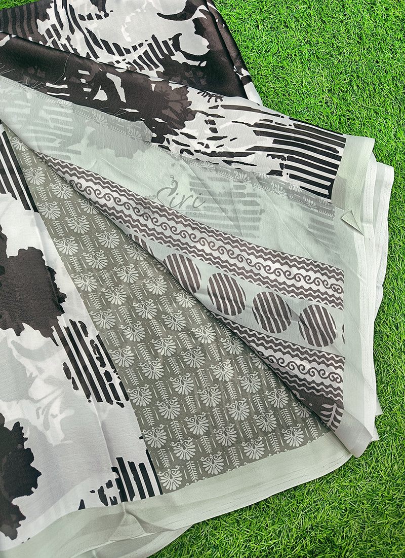 Latest Beautiful Digital Print Satin Silk Saree