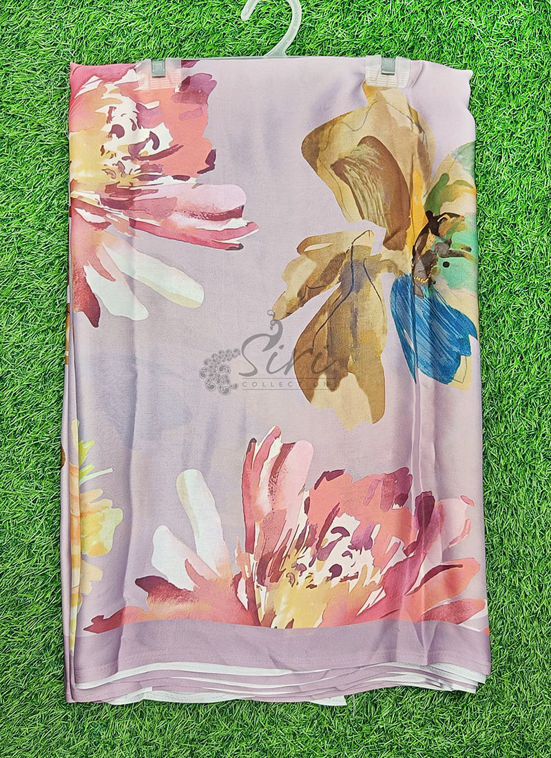 Latest Beautiful Digital Print Satin Silk Saree