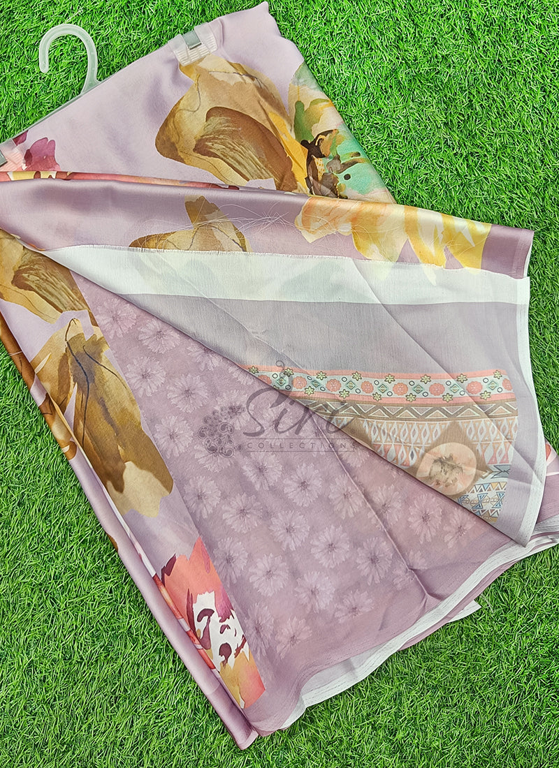 Latest Beautiful Digital Print Satin Silk Saree