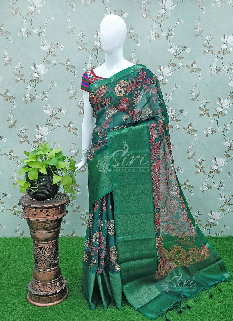 Beautiful Warm Silk Saree in Kalamkari Print