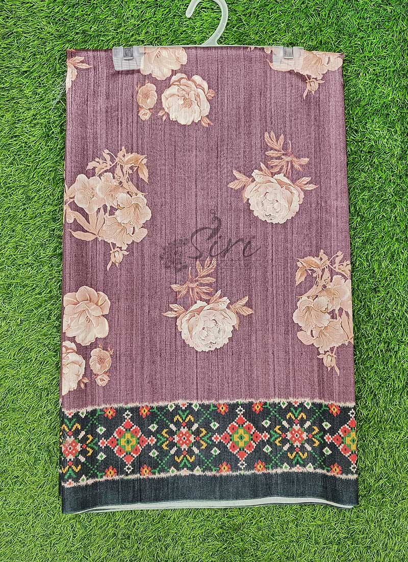 Lovely Digital Print Semi Tussar Saree in Patola Borders