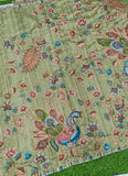 Beautiful Tussar Silk in Kalamkari and Kantha