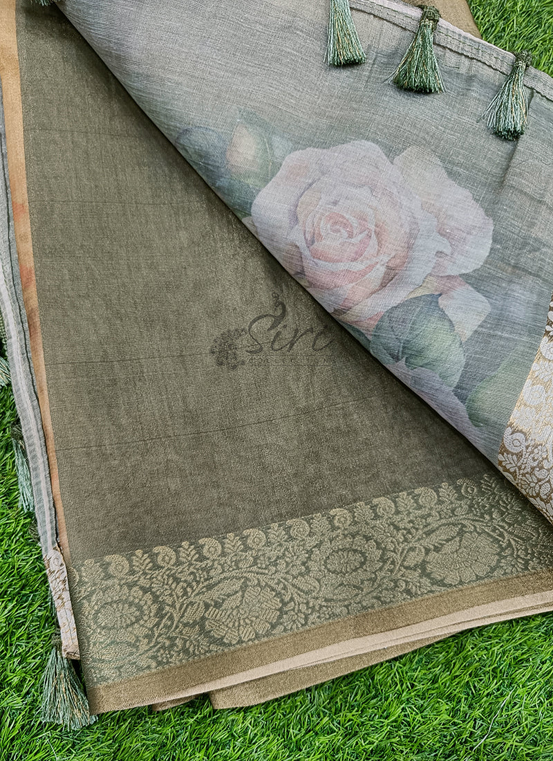 Lovely Digital Print Soft Fancy Tissue Cotton Saree