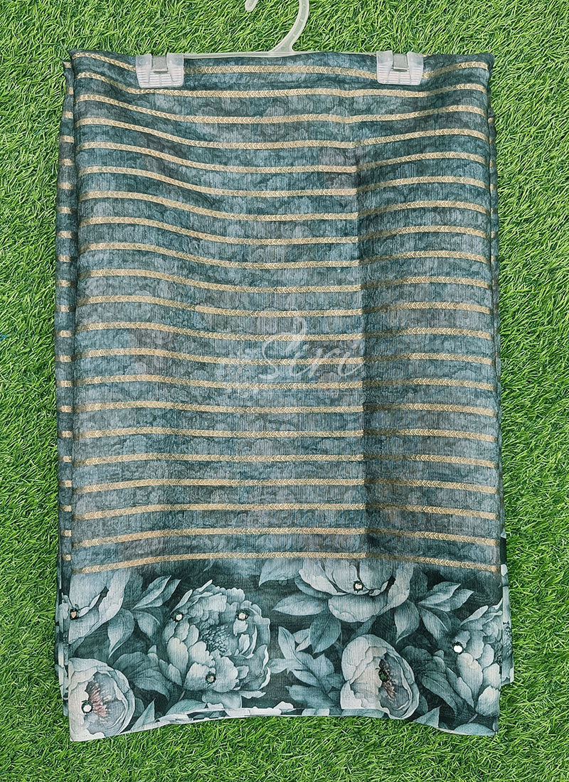 Beautiful Digital Print Fancy Semi Silk Saree