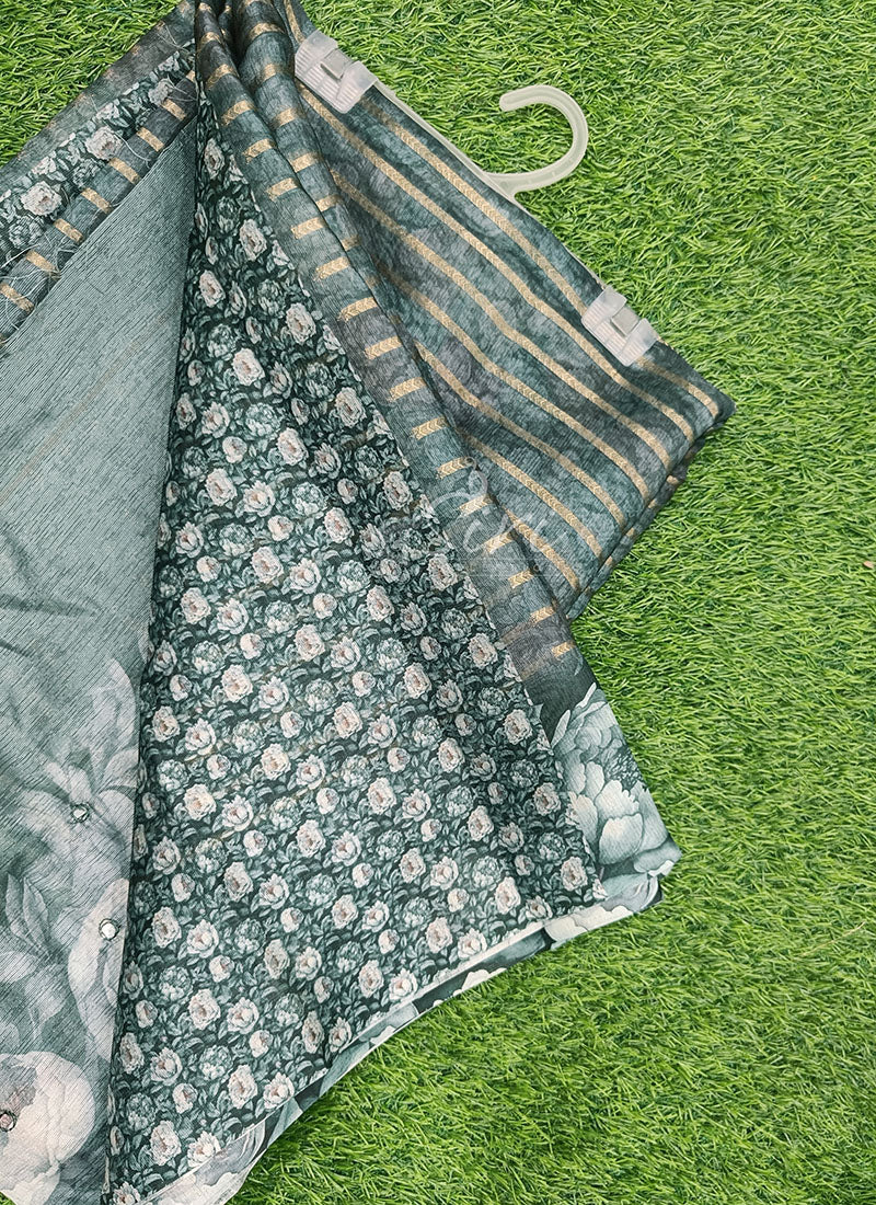 Beautiful Digital Print Fancy Semi Silk Saree