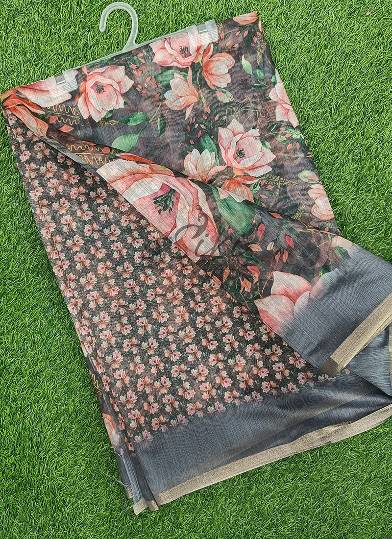 Beautiful Digital Print Chanderi Saree
