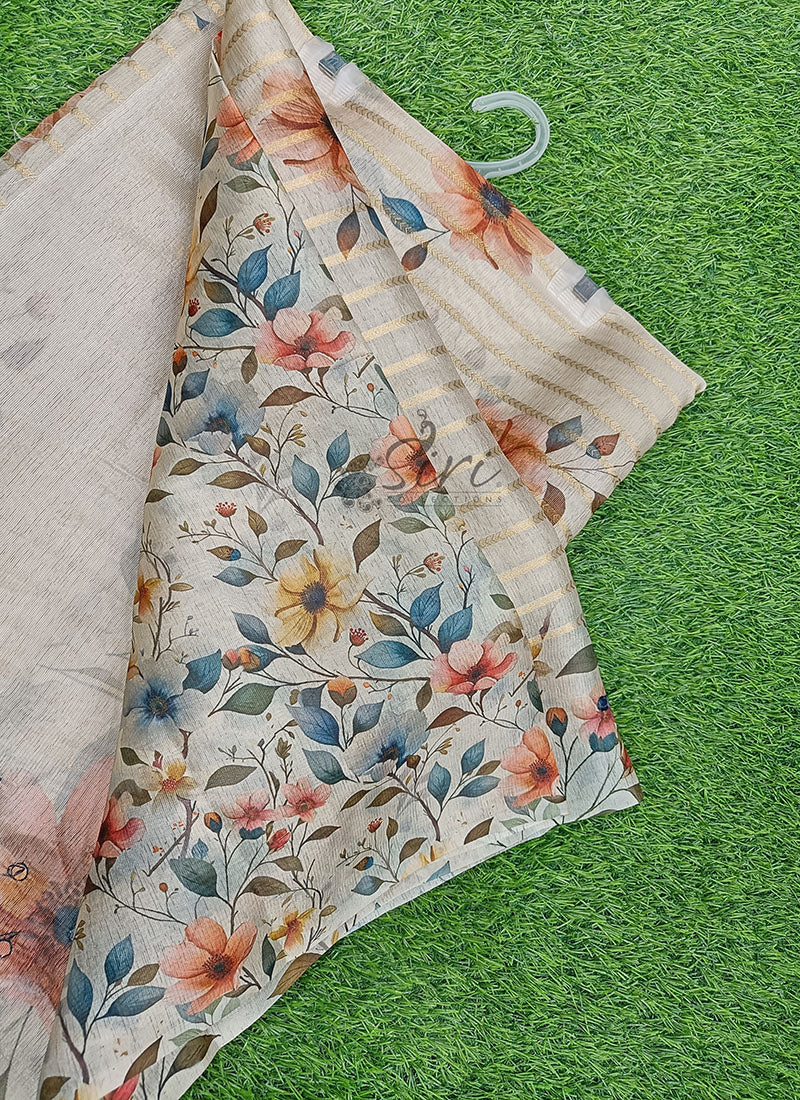 Beautiful Digital Print Fancy Semi Silk Saree