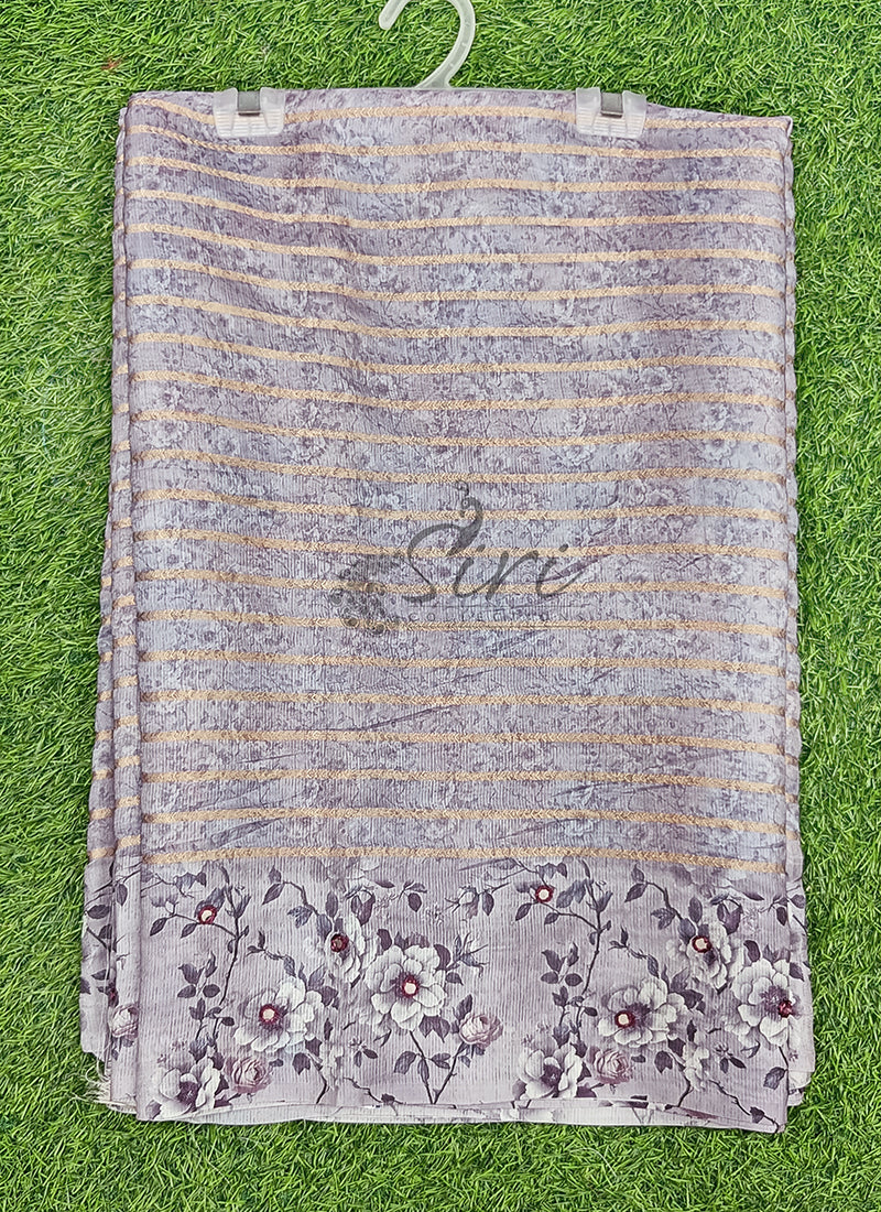 Beautiful Digital Print Fancy Semi Silk Saree