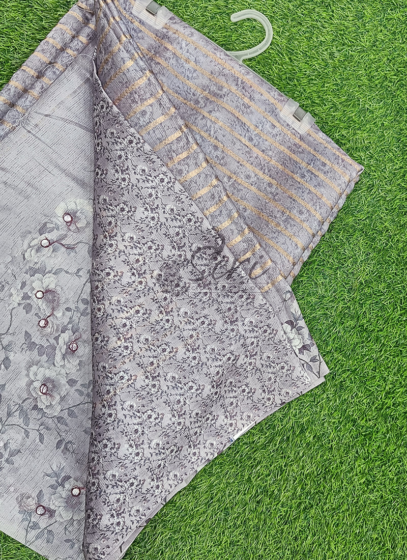 Beautiful Digital Print Fancy Semi Silk Saree