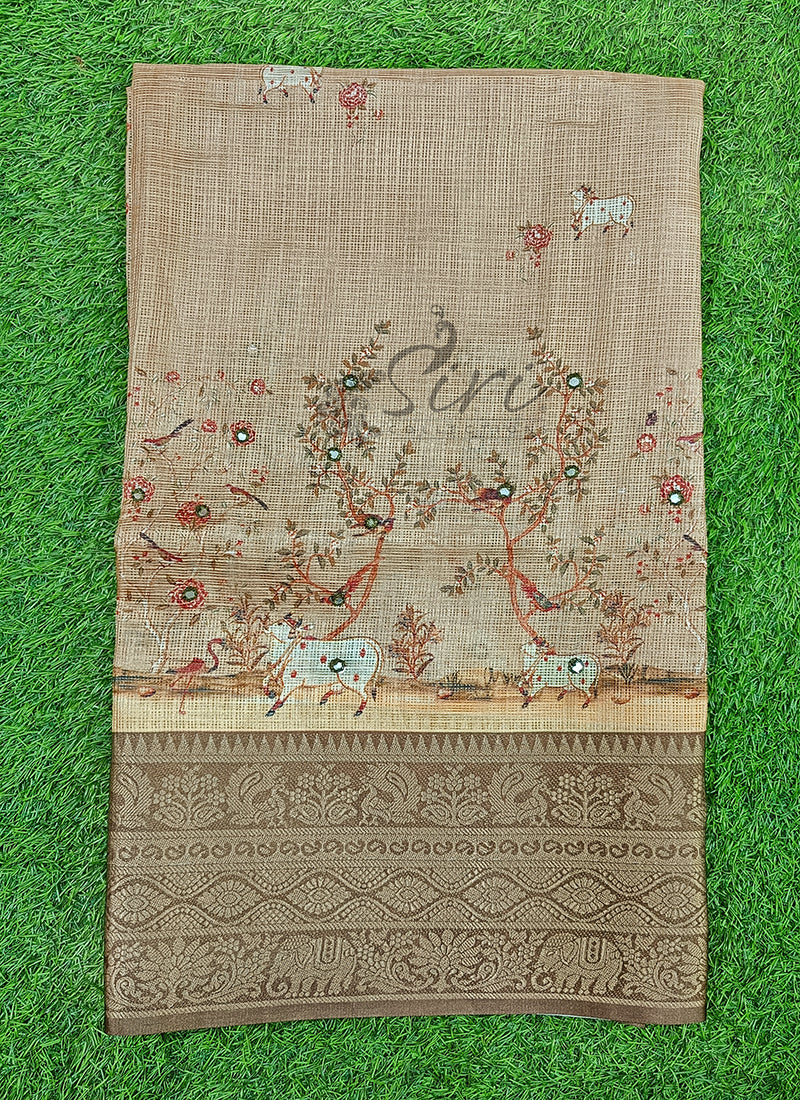 Beautiful Digital Print Kota Saree in Kanchi Borders