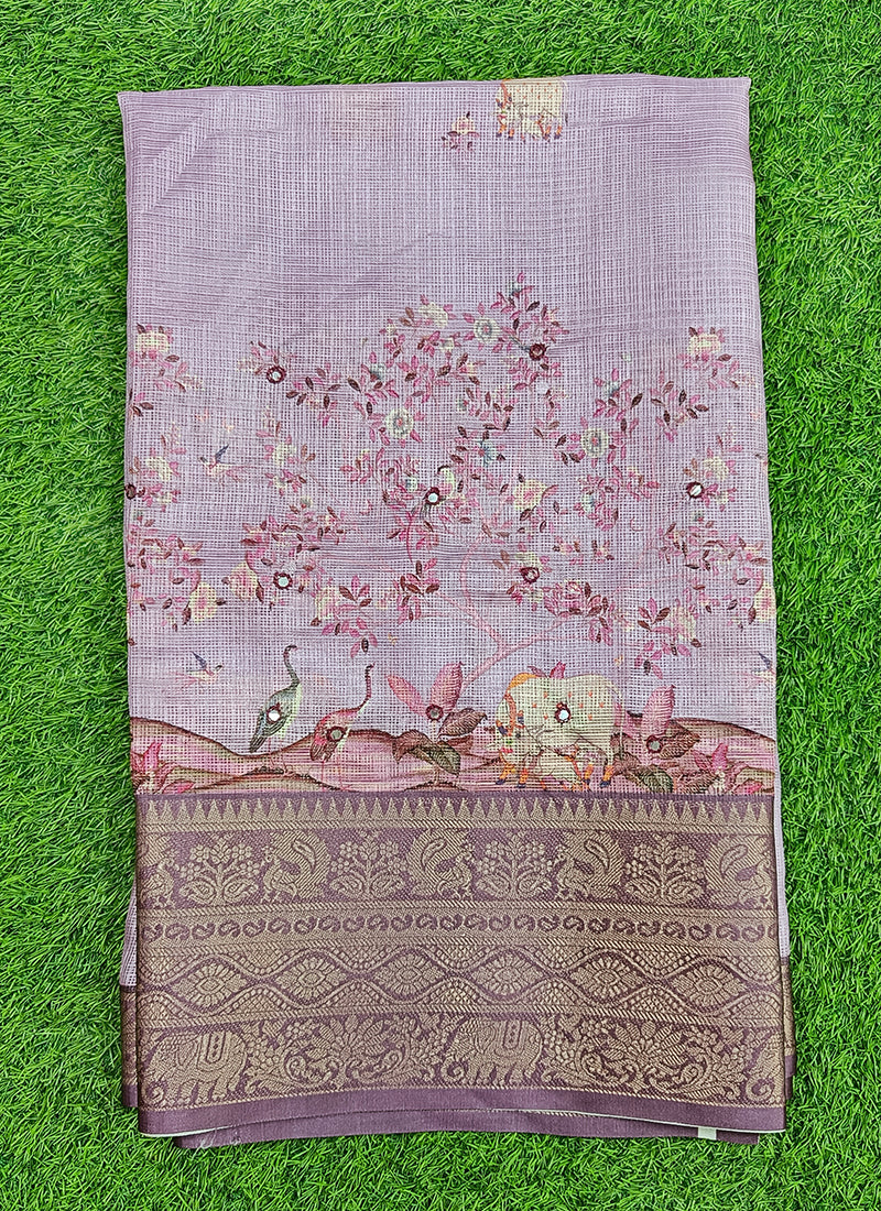 Beautiful Digital Print Kota Saree in Kanchi Borders