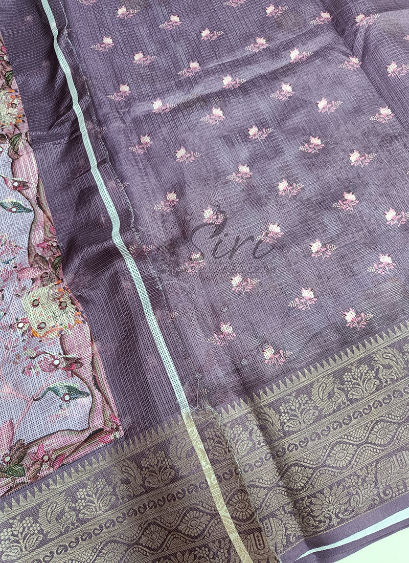 Beautiful Digital Print Kota Saree in Kanchi Borders