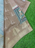 Beautiful Digital Print Fancy Silk Saree in Kanchi Borders