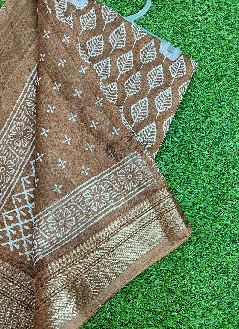 Beautiful Printed Jute Silk Saree