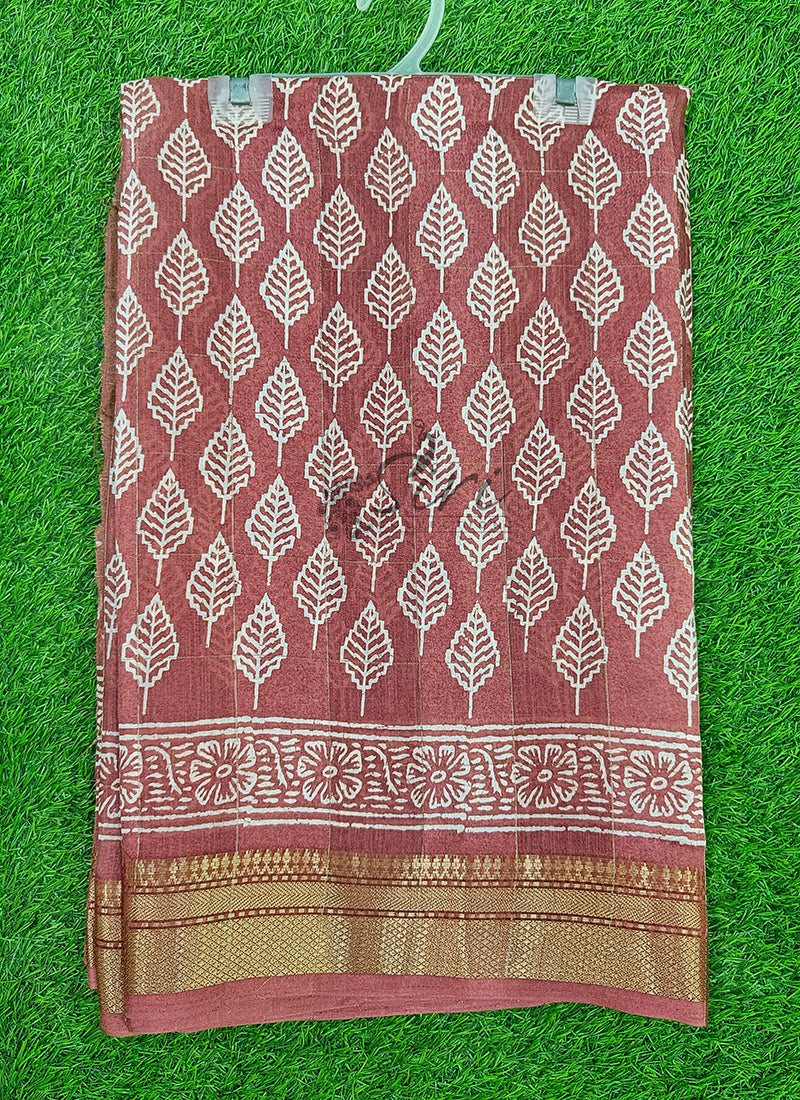 Beautiful Printed Jute Silk Saree