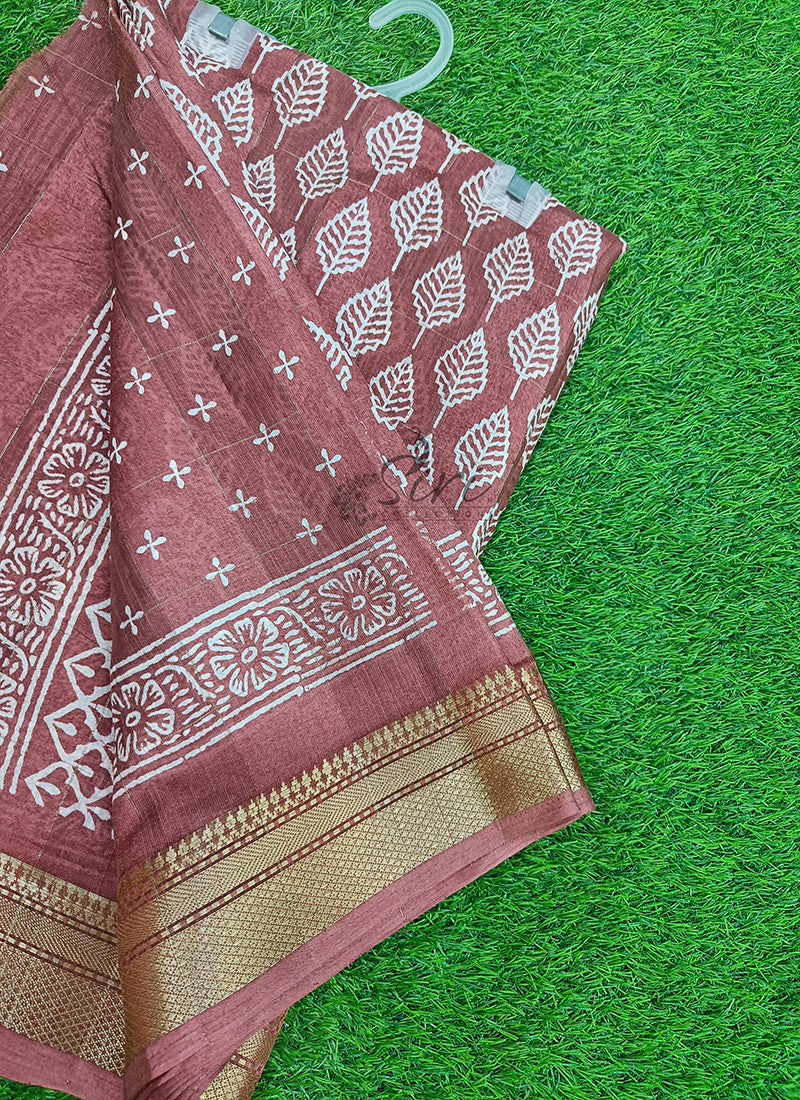 Beautiful Printed Jute Silk Saree