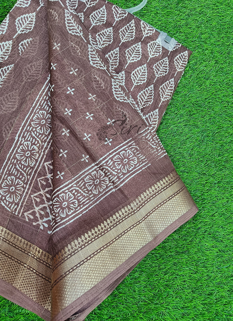 Beautiful Printed Jute Silk Saree