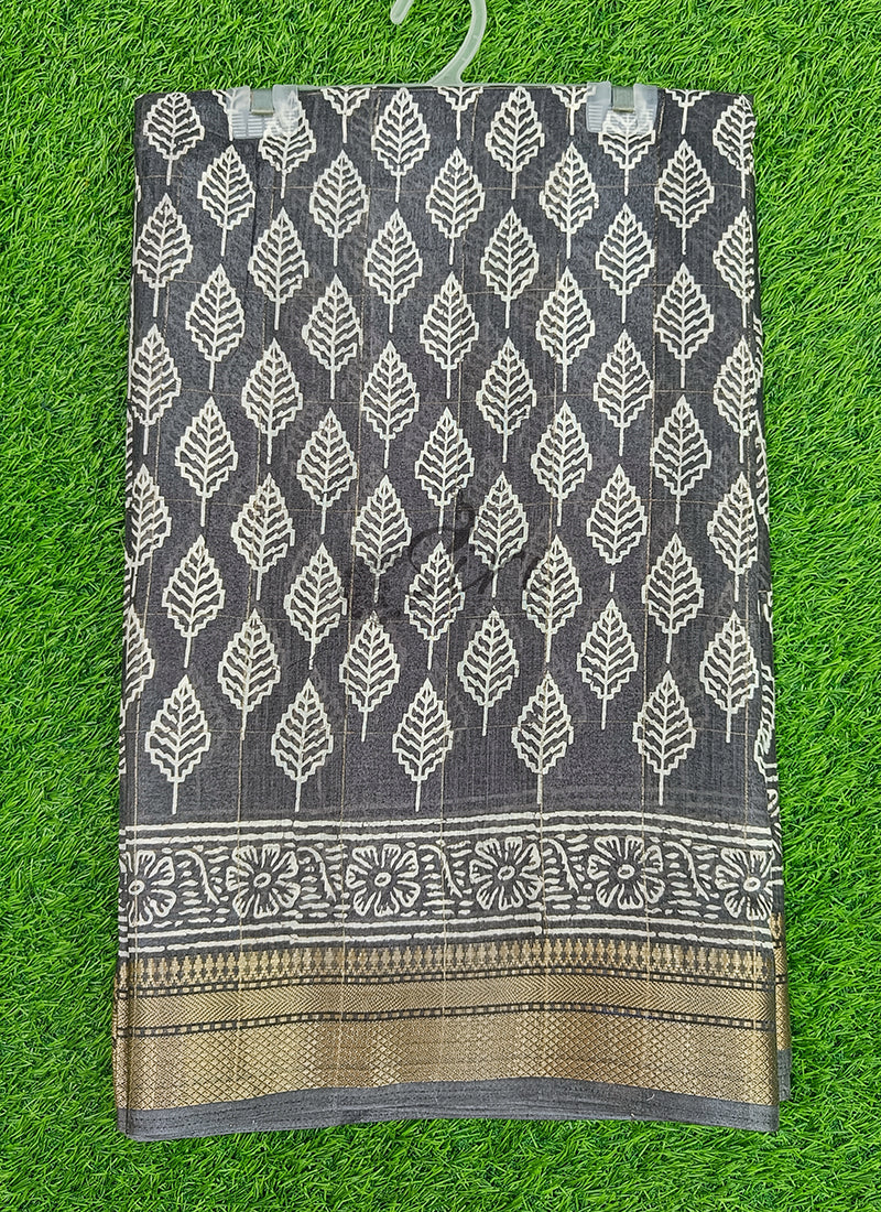 Beautiful Printed Jute Silk Saree