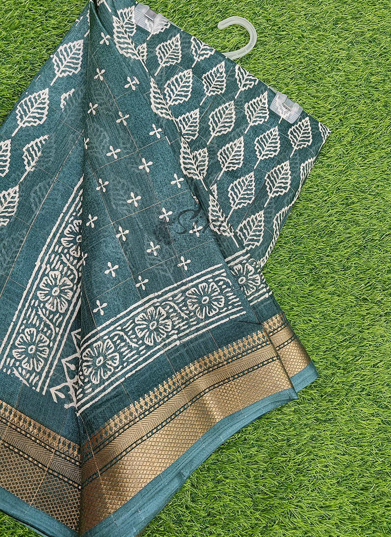 Beautiful Printed Jute Silk Saree