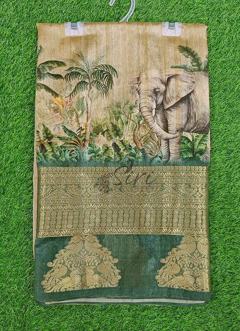 Lovely Digital Print Fancy Silk Saree