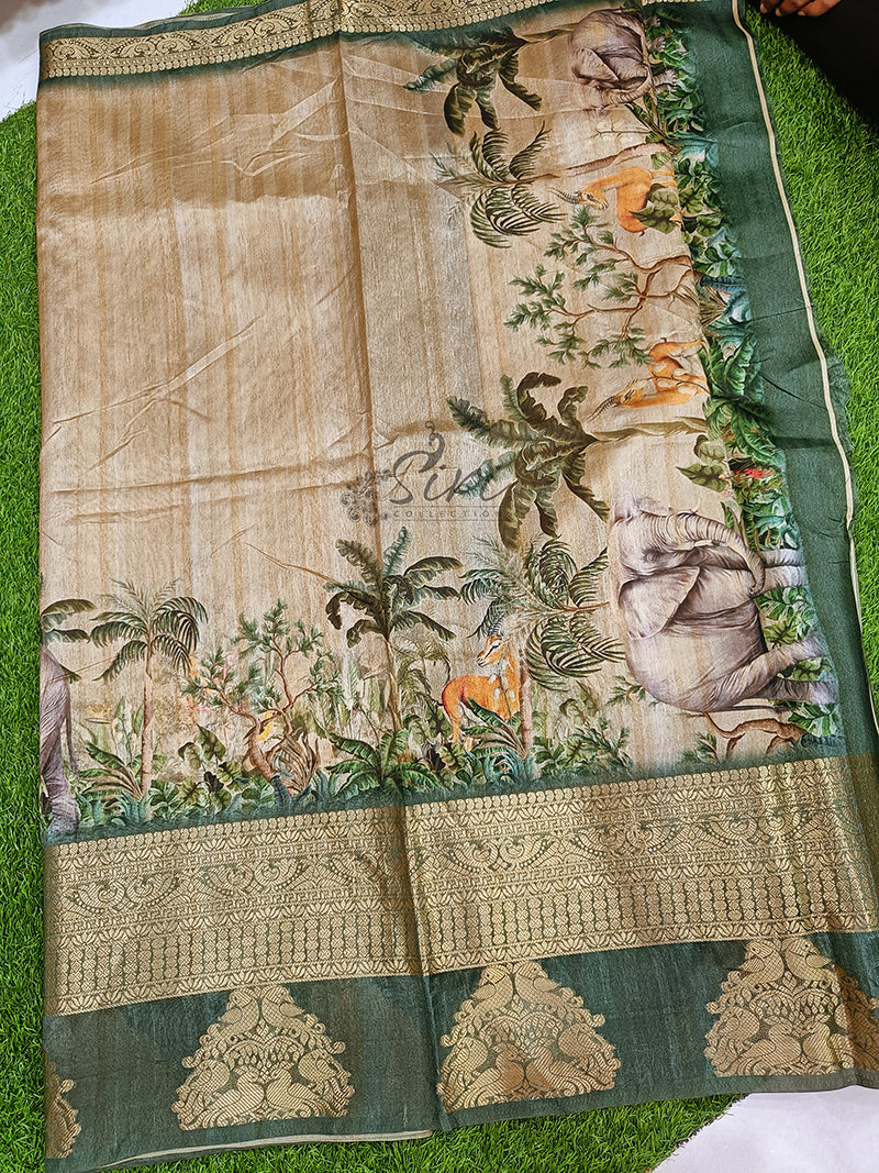 Lovely Digital Print Fancy Silk Saree