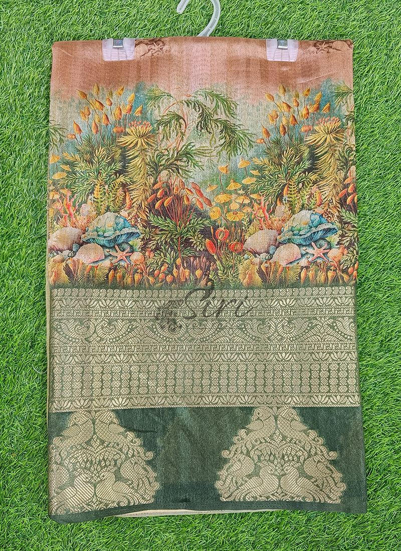 Lovely Digital Print Fancy Silk Saree