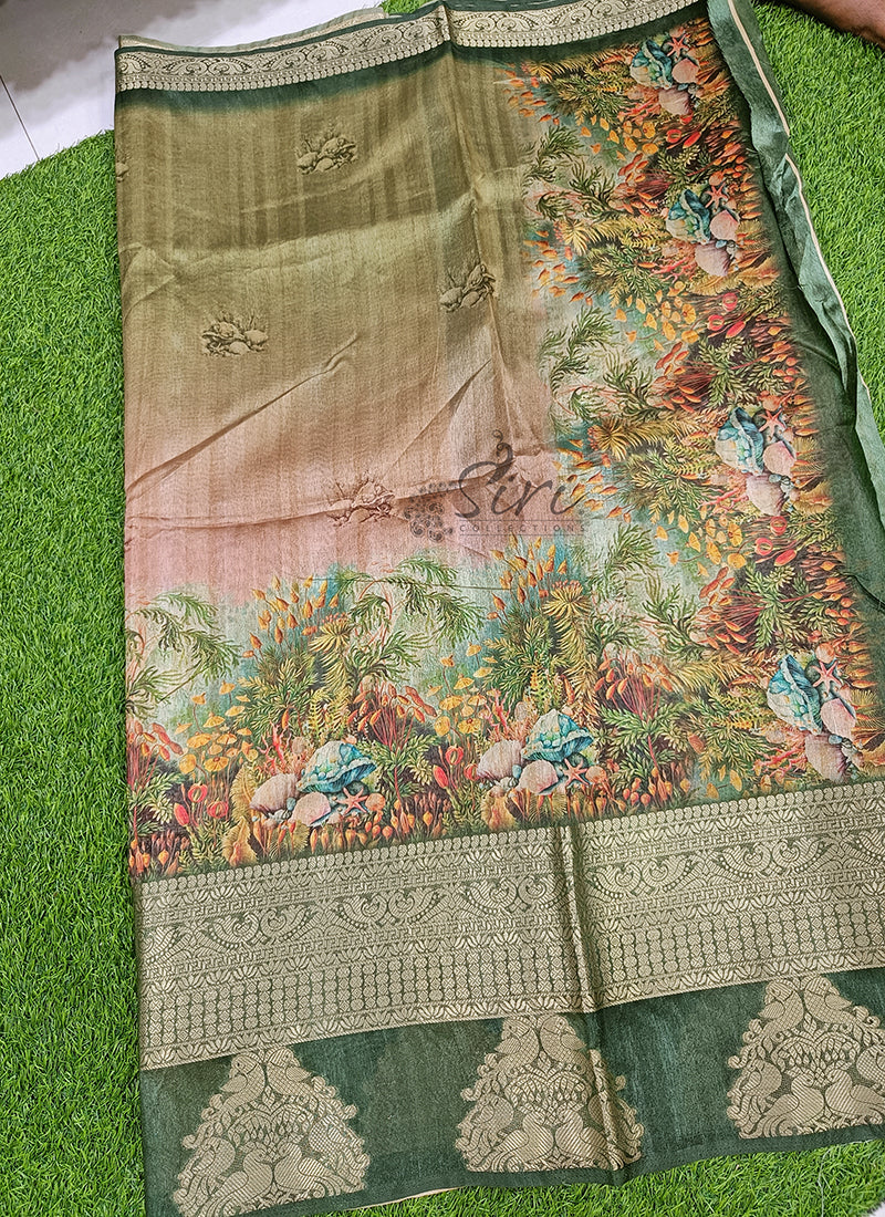 Lovely Digital Print Fancy Silk Saree