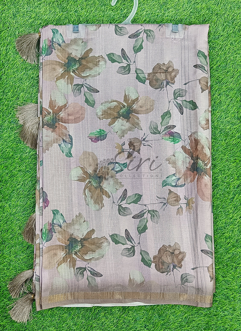 Lovely Digital Print Fancy Tussar Gicha Saree