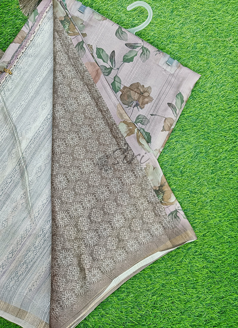 Lovely Digital Print Fancy Tussar Gicha Saree
