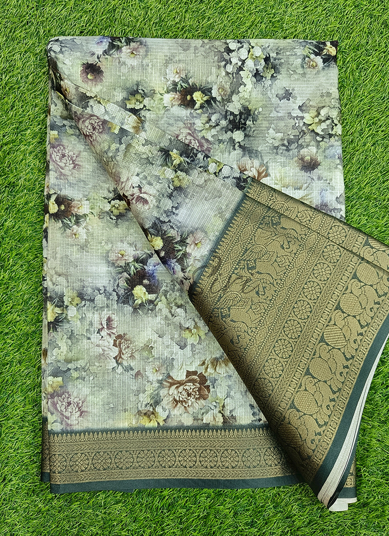 Beautiful Digital Print Kota Saree in Kanchi Borders